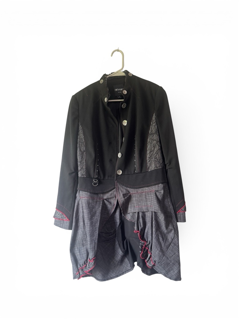 Black and Gray Gothic Tailcoat with Red Trim